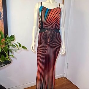 S-Twelve Maxi Dress Size Small Stretch Maxi Dress spaghetti straps Full Length S